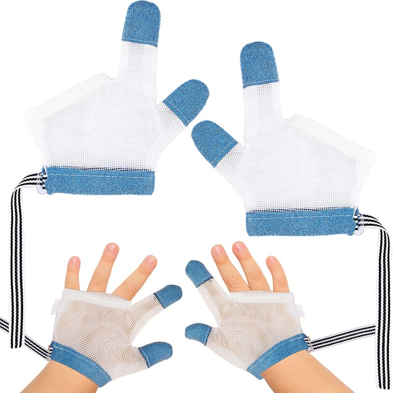 1 par de niños infantil Anti-mordedura comer protección para manos guantes de bebé evitar morder los dedos las uñas guante para Toddle los niños inofensivo conjunto