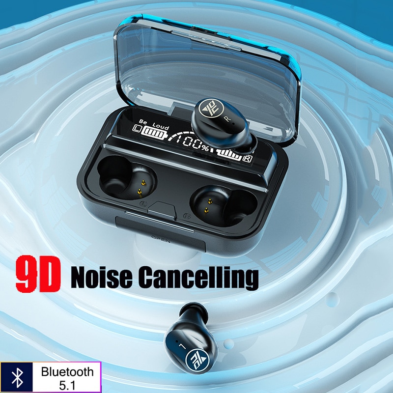 9D Noise Cancelling Oordopjes Draadloze Hoofdtelefoon Tws Sport Bluetooth Oortelefoon Stereo Bluetooth Headset Waterdicht Voor Alle Telefoons