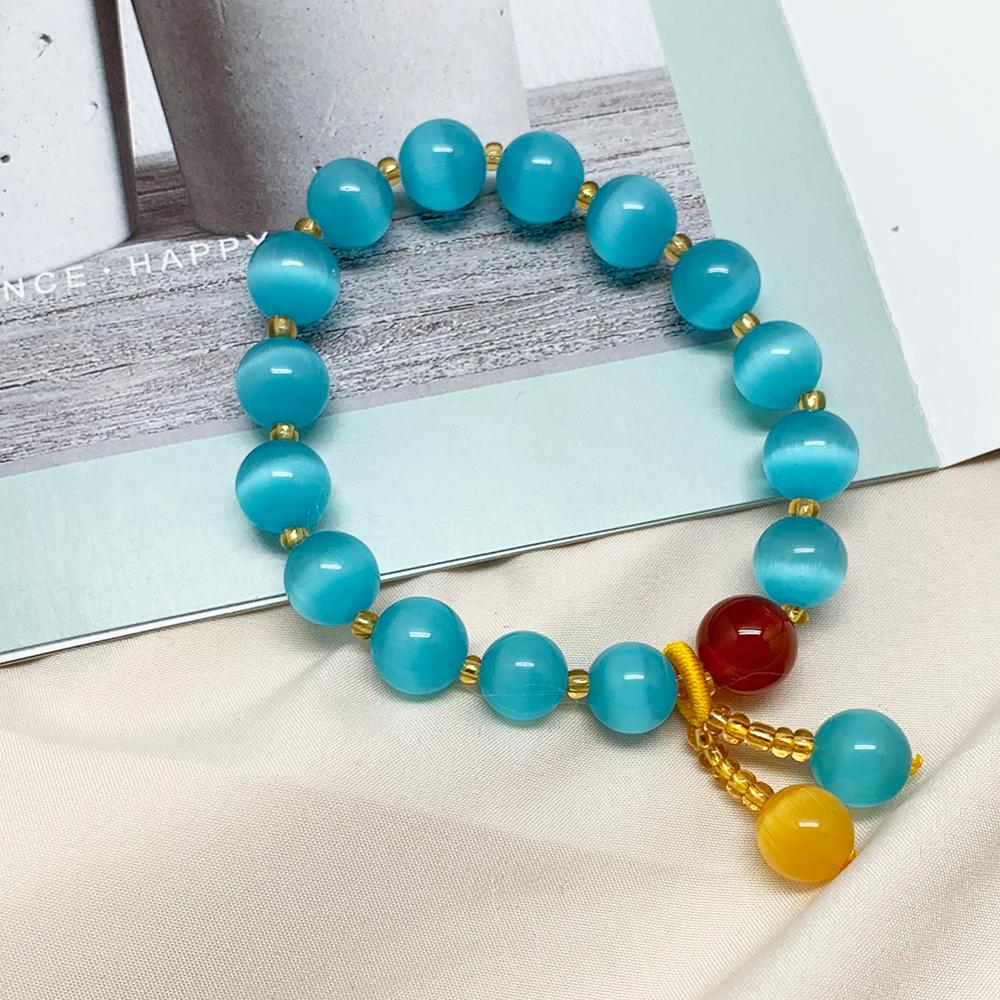 10mm Natural Stone Beaded Bracelet Multi-colored Jewelry for Women Bracelet Bangle for the Year: Blue