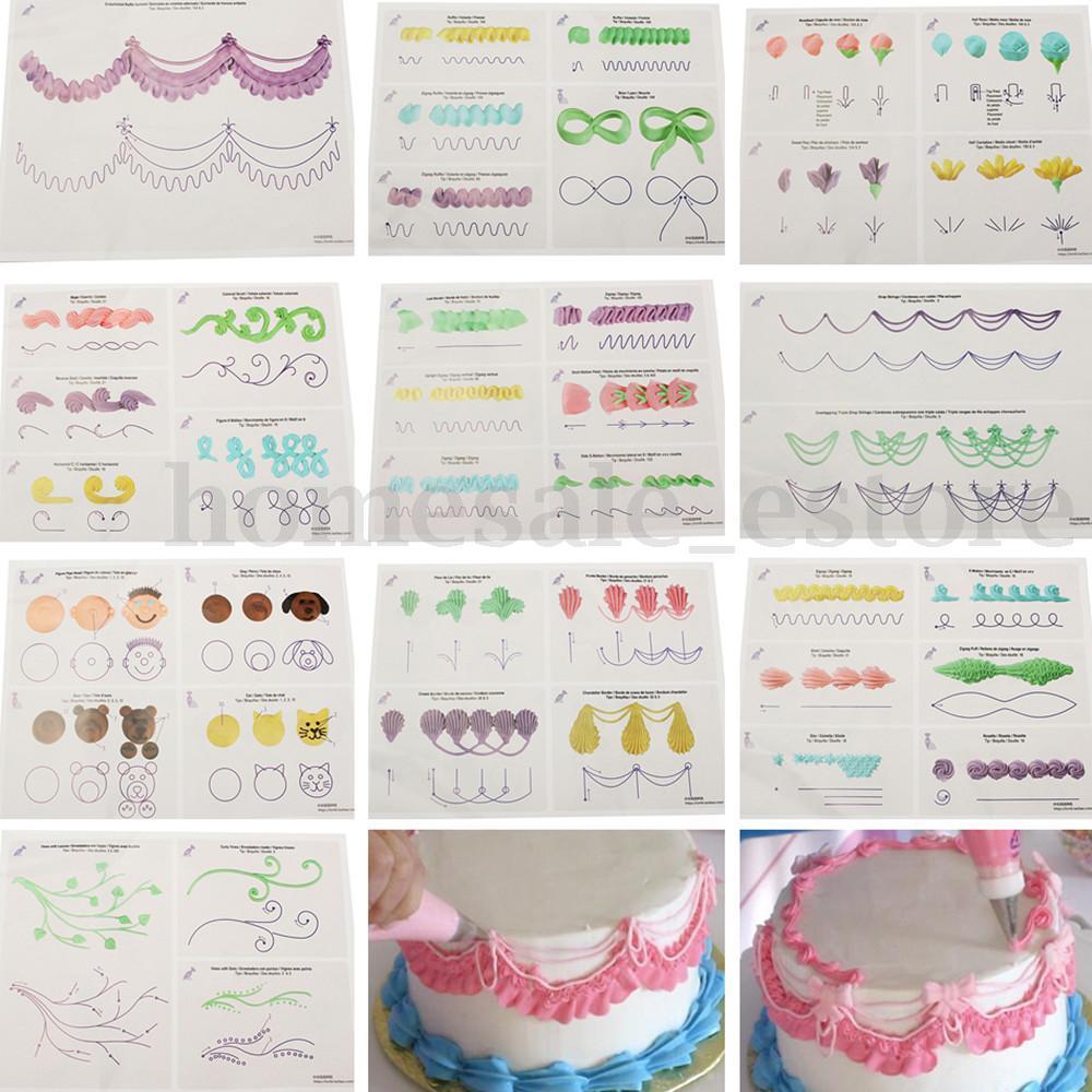 23 st/set tårta glasyr piping diy övning ritbräda mall papper dekor övning mall klistra fondant dekorera