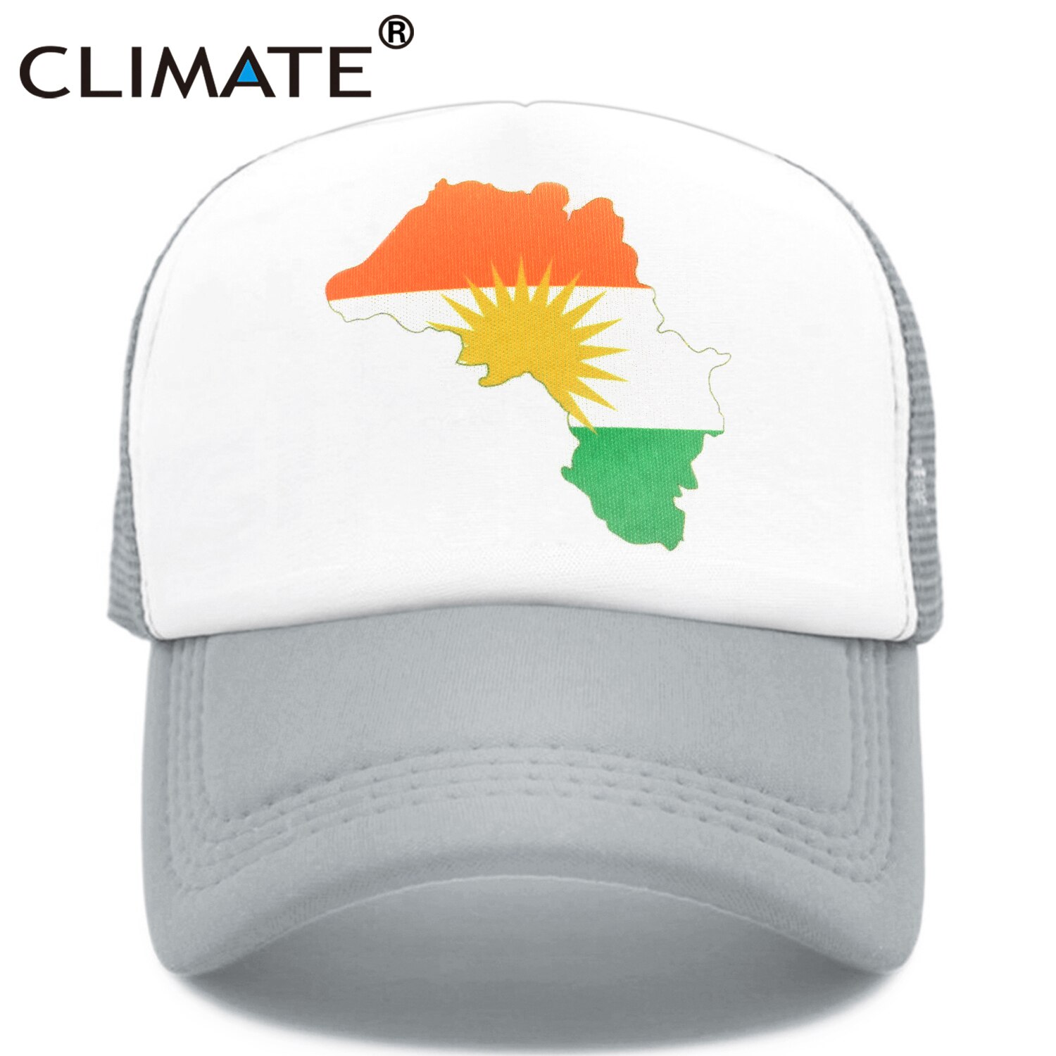 Clima Kurd Kurdistan Cap Kurds kurdistan Flag Map Trucker Cap verde all&#39;aperto Sport cappello Cap Cool Summer Mesh Cap uomo donna bambino: GRAY / Adult 55to58cm Head