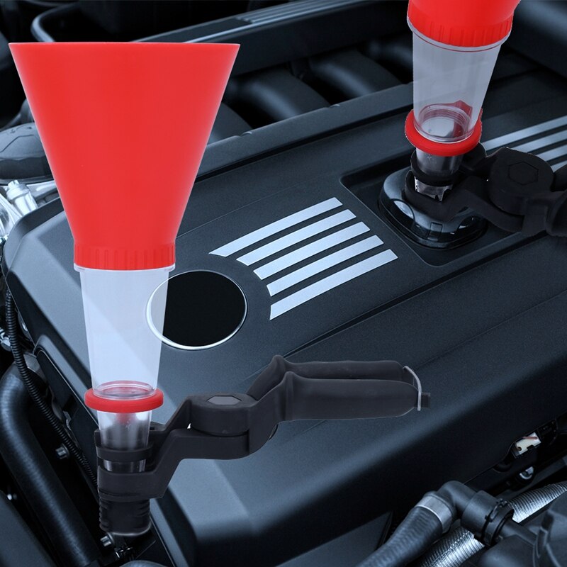 Embudo de aceite Universal con pinza para aceite de coche