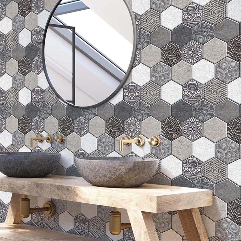 Självhäftande kök backsplash kakel tegel tapet 3d vintage pvc vägg klistermärke paneler för badrum väggar dekor vattentät