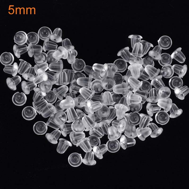 5mm 100pcs Clear Soft Silicone Rubber Earring Backs Safety Round Stopper Jewelry Accessories DIY Parts Ear Plugging