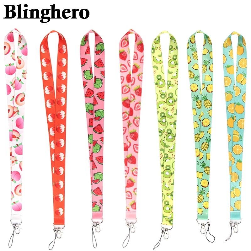 CA479 10 teile/los Ananas Pfirsich Obst Lanyards Für keychain Ich würde Karte bestehen Telefon USB Abzeichen Halfter Hängen Seil Lariat