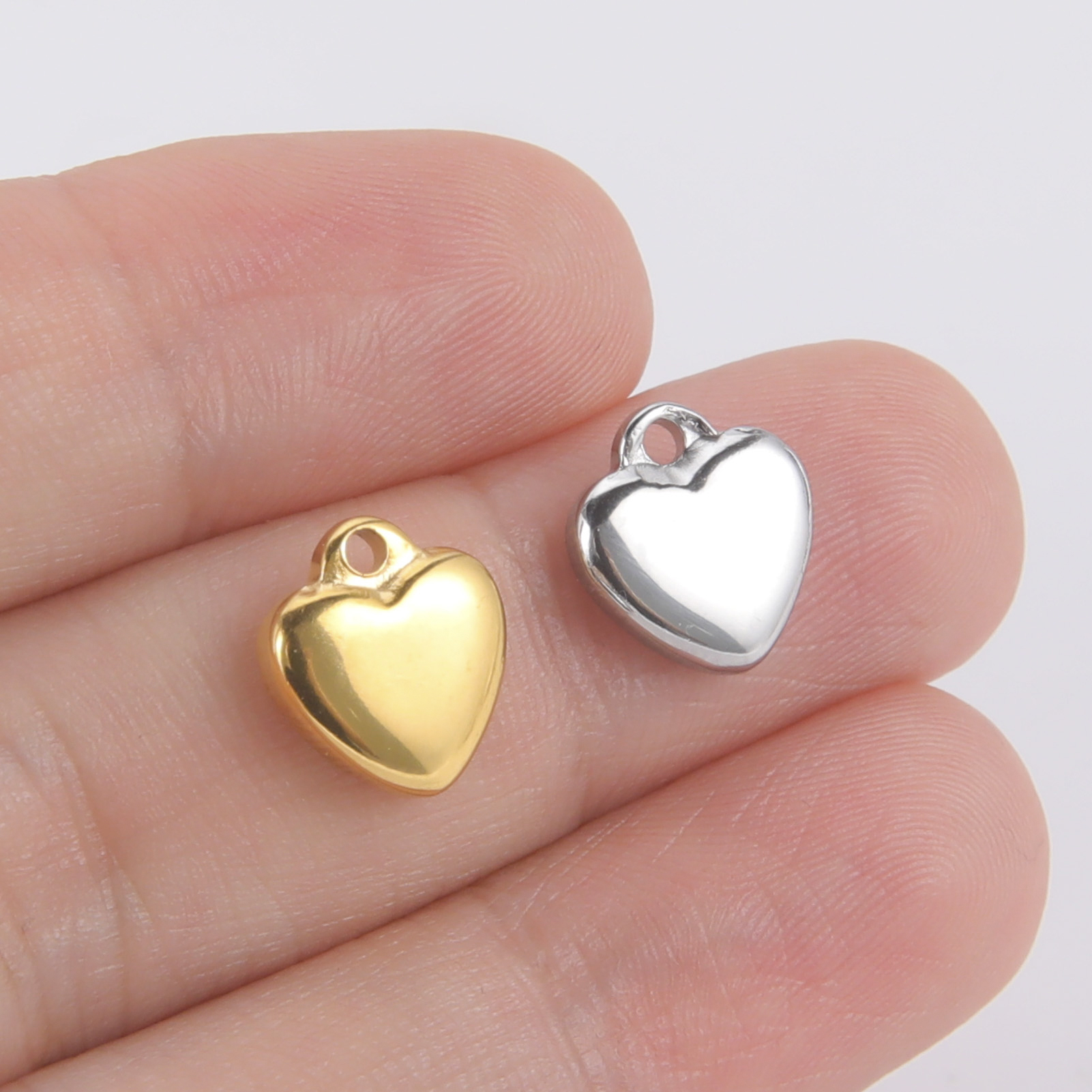 EUEAVAN-5 unids/lote de abalorios de acero inoxidable, collar con colgante de amor y corazón, suministros de fabricación de joyería DIY para mujer, hechos a mano al por mayor