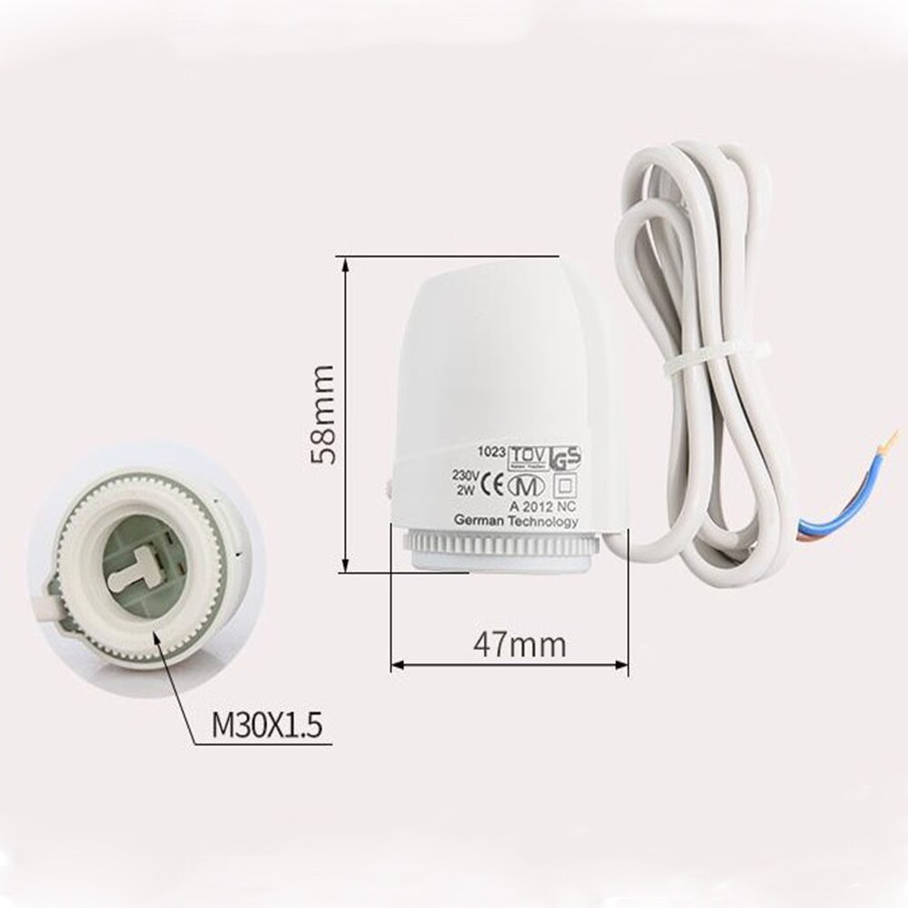 Nc 230V 2W Elektrische Thermische Actuator Vloerverwarming Klep Spruitstuk Voor Vloerverwarming Thermostaat