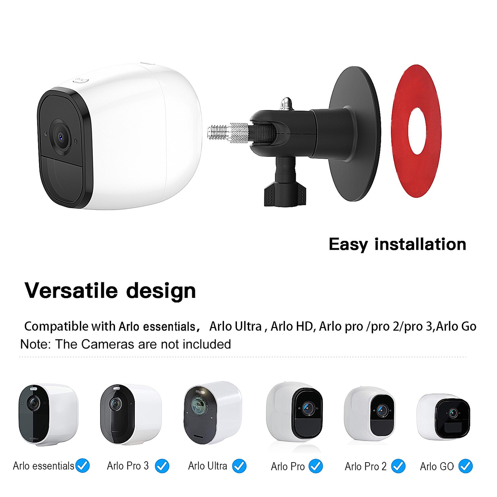 1 Pack Adjustable Wall Mount for ARLO PRO/PRO2/PRO3/ARLO GO/ARLO Home Camera Mounting Bracket Outdoor Indoor for Home Security