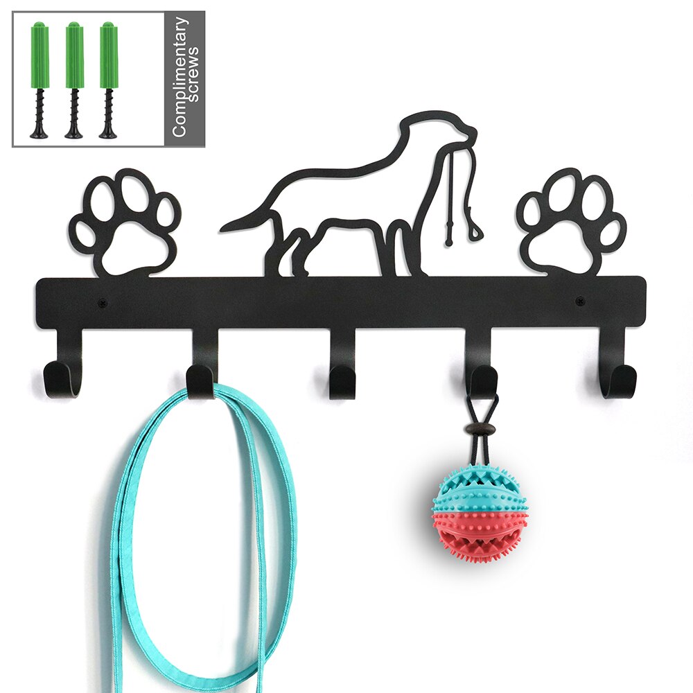 Porte-laisse mural en métal pour chien, 4/5/7 crochets, avec clous gratuits, porte-clés, pochettes, accessoires pour animaux de compagnie