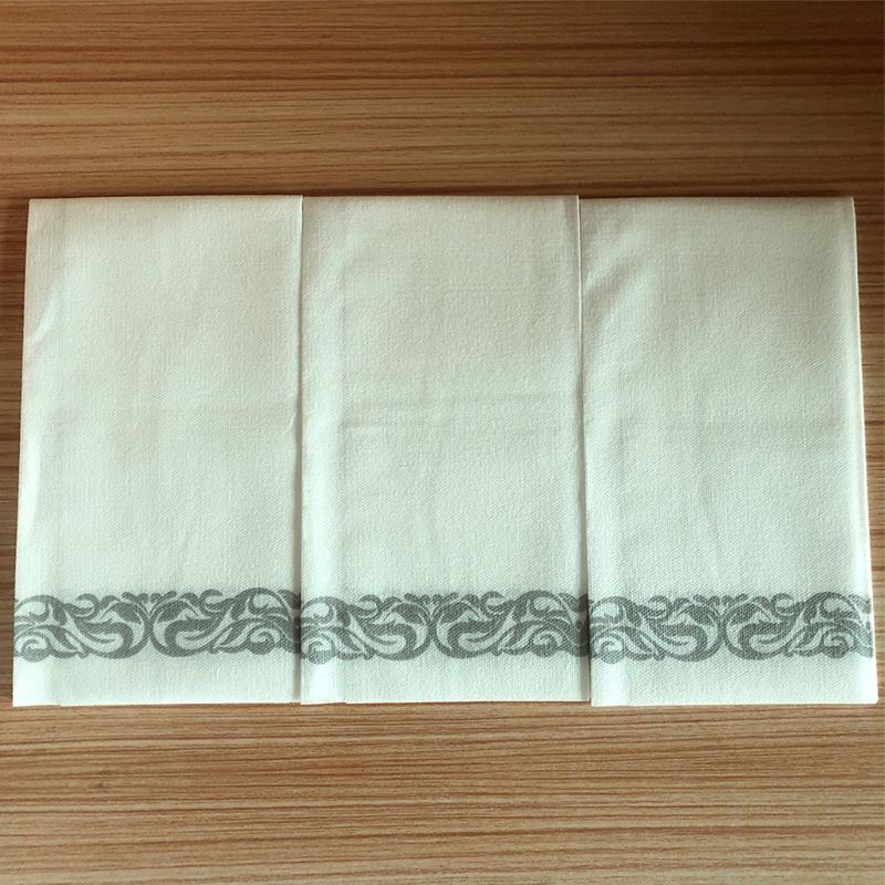 1Pack Disposable Linen-Feel Guest Towels - Decorative White Hand Towels, Silver Floral Cloth-Like Paper Napkins