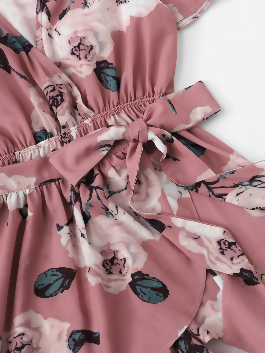 Women's V-Neck Short Sleeve Bow Tie Ladies Summer Shorts Jumpsuit Floral Print Wrap Casual Romper Bohemian Playsuits