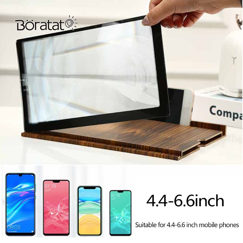 12 Inch Screen Amplifier Wood Horizontal Vertical Screen Magnifier Folding Desk Phone Video Holder