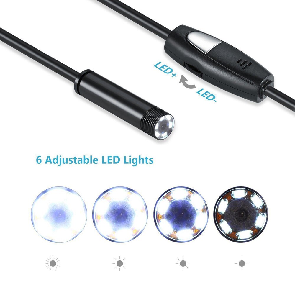 1 PC Plumber Pipe Inspection Camera Endoscope Video Waterproof Sewer Drain Cleaner UK Mini USB Endoscope 6 adjustable white LED