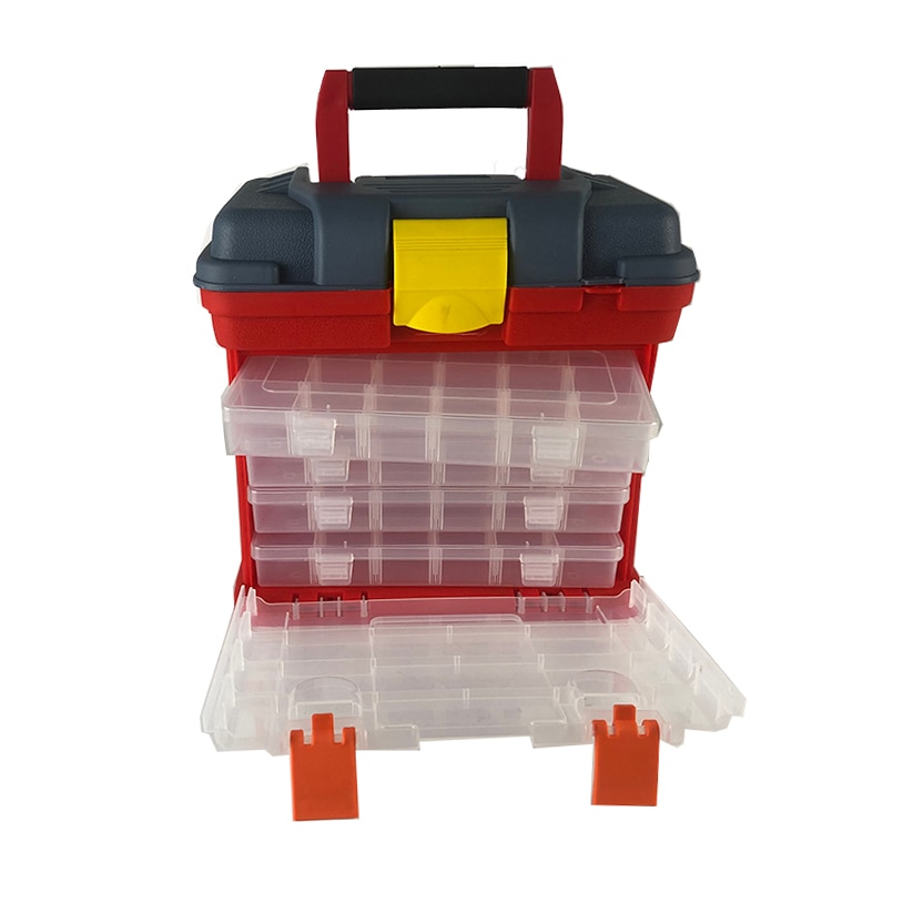 Toolbox Portable Plastic Outdoor 4 Layer Fishing Tackle Tool Storage Box Case Accessory Tool Box with Handle Outdoor Organizer