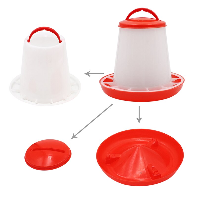 1.5kg Chicken Feeder Bucket Poultry Food Feeding Tools Chicken Chick Hen Poultry Lid Handle Pail Feeding Watering Supplies