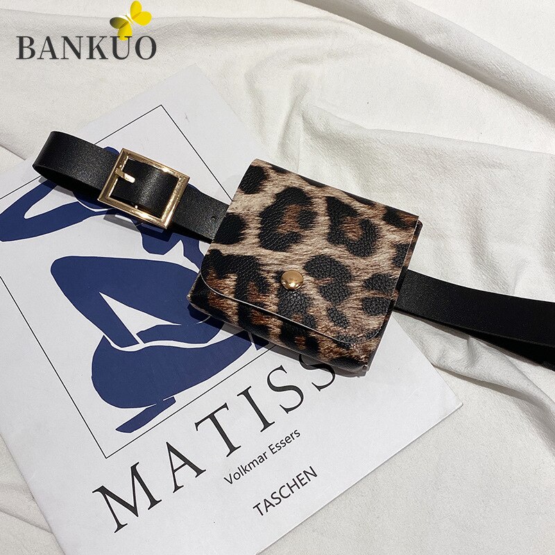 BANKUO-Bolso de piel sintética con estampado de cebra leopardo y ladridos para mujer, riñonera con solapa para lápiz labial, Z313