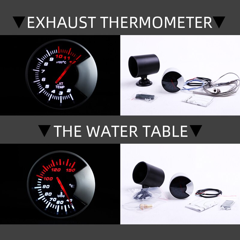 Jauge universelle de température de l&#39;huile, de l&#39;eau et du carburant, pression, volt, rapport Air/carburant, augmentation de la température des gaz d&#39;échappement, coque noire