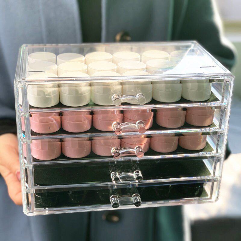 Caja de almacenamiento de accesorios de uñas de 5 capas, organizador acrílico de almacenamiento de cosméticos, estante de exhibición de joyería transparente, caja de cajón de plástico