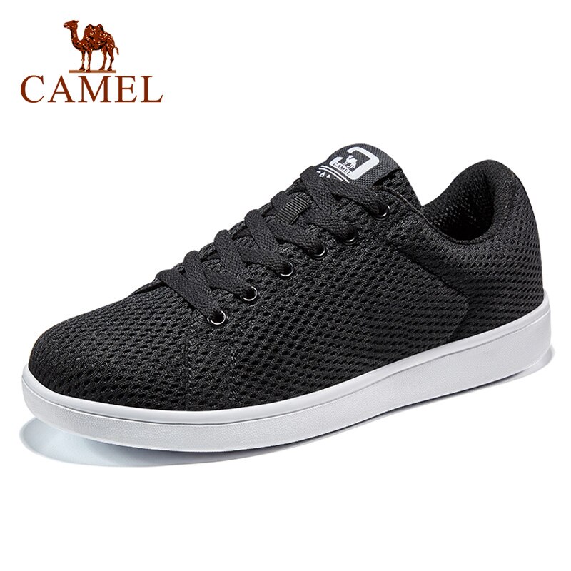 Camel sneakers män låga klassiska skateboardskor sport tenniskorg avslappnad andas lätt anti-halk: Svart / 44