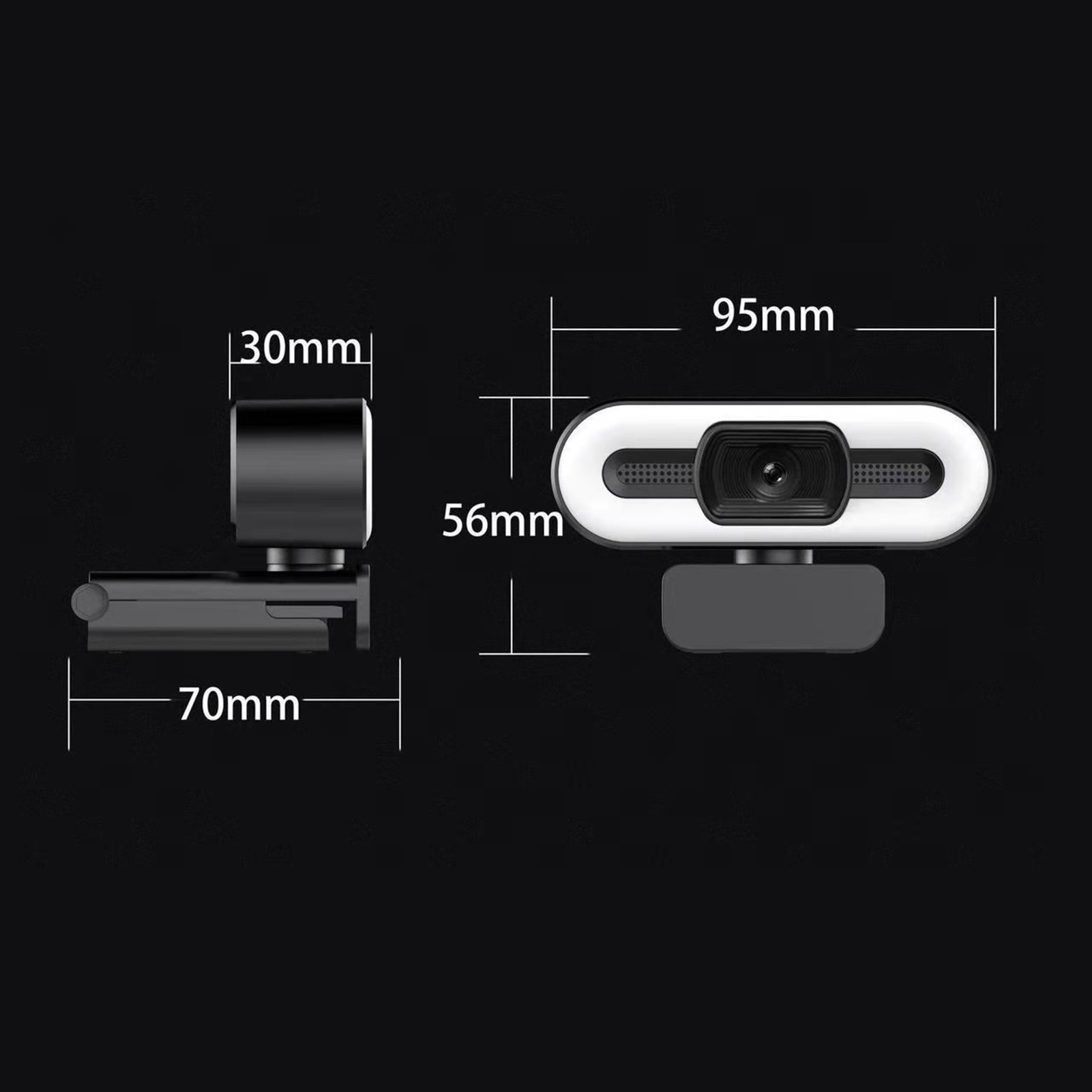 1080P Webcam Full HD Web Camera Built in Adjustable Ring Light Fixed Focus Optical Lens Microphone USB Camera Plug and Play