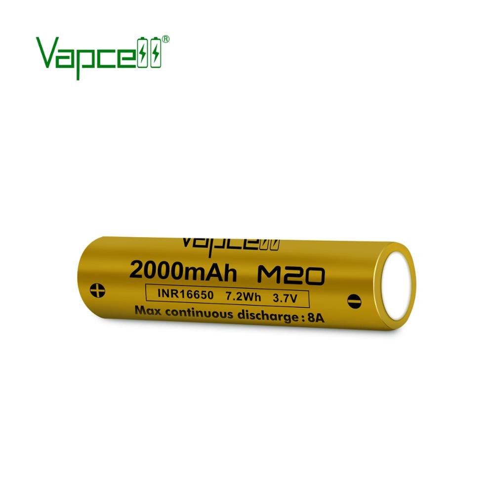 Vapcell-Batería de iones de litio recargable para linterna, Herramientas Eléctricas INR 16650 2000mah 8A M20,
