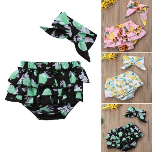 Nyfødt baby pige blomster korte trusser pandebånd outfit tøj sæt