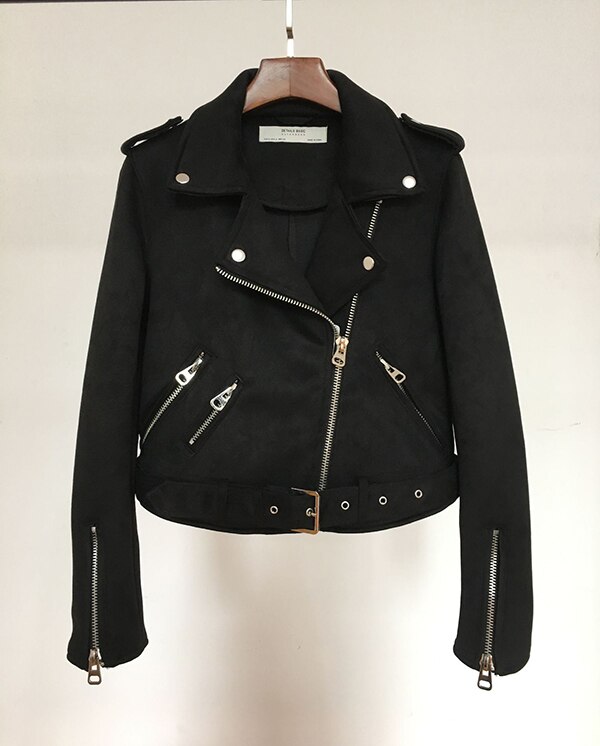 Mockajackor #39 damer kort motorcykelkappa dam biker faux pu jacka höst vinter jaqueta de couro: Svart / M