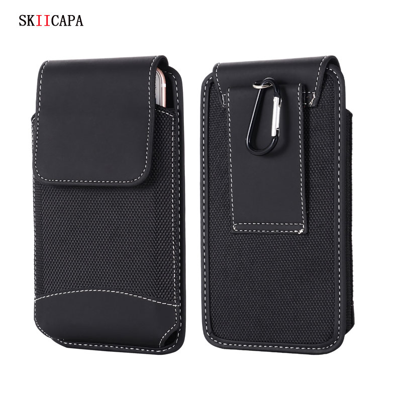 Pouch Riem Canvas Cover Voor Xaiomi Poco X3 Nfc Note 10 Cc9 Pro Redmi Note 9S 9C Universele Riem clip Case 4.7-6.9 Inch Taille Tas