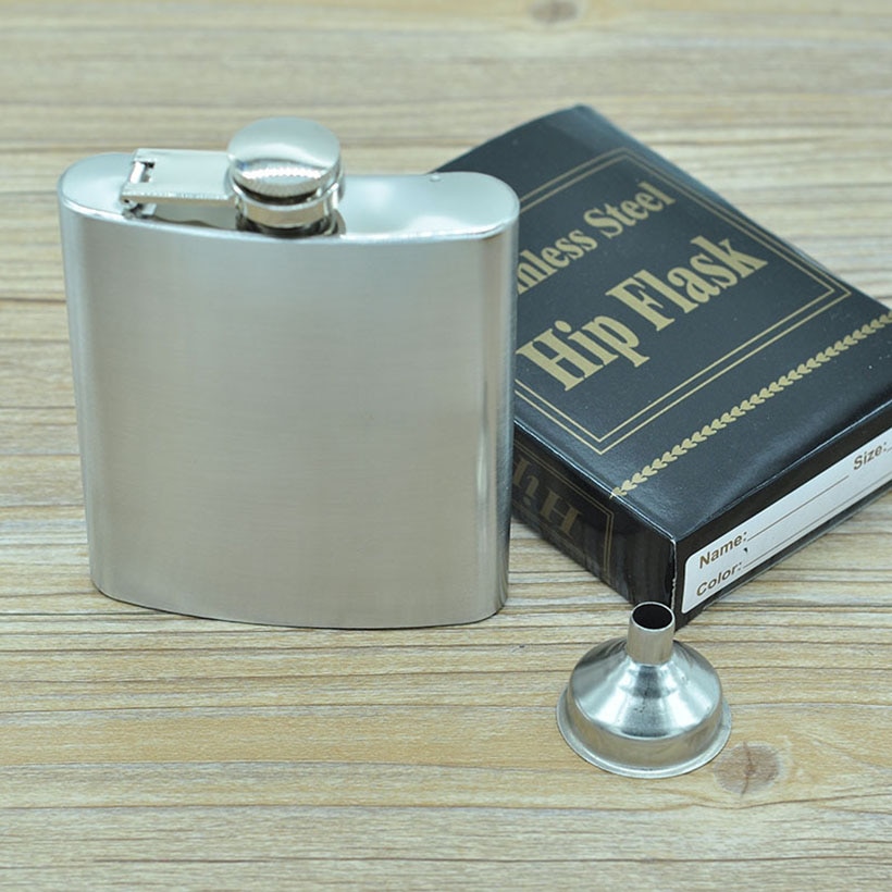 Stainless Steel 7oz Hip Pocket Hip Flask Alcohol Whiskey Liquor Flask Metal Bar and Outdoor Sports Mini Bottle Funnel WaterKoker