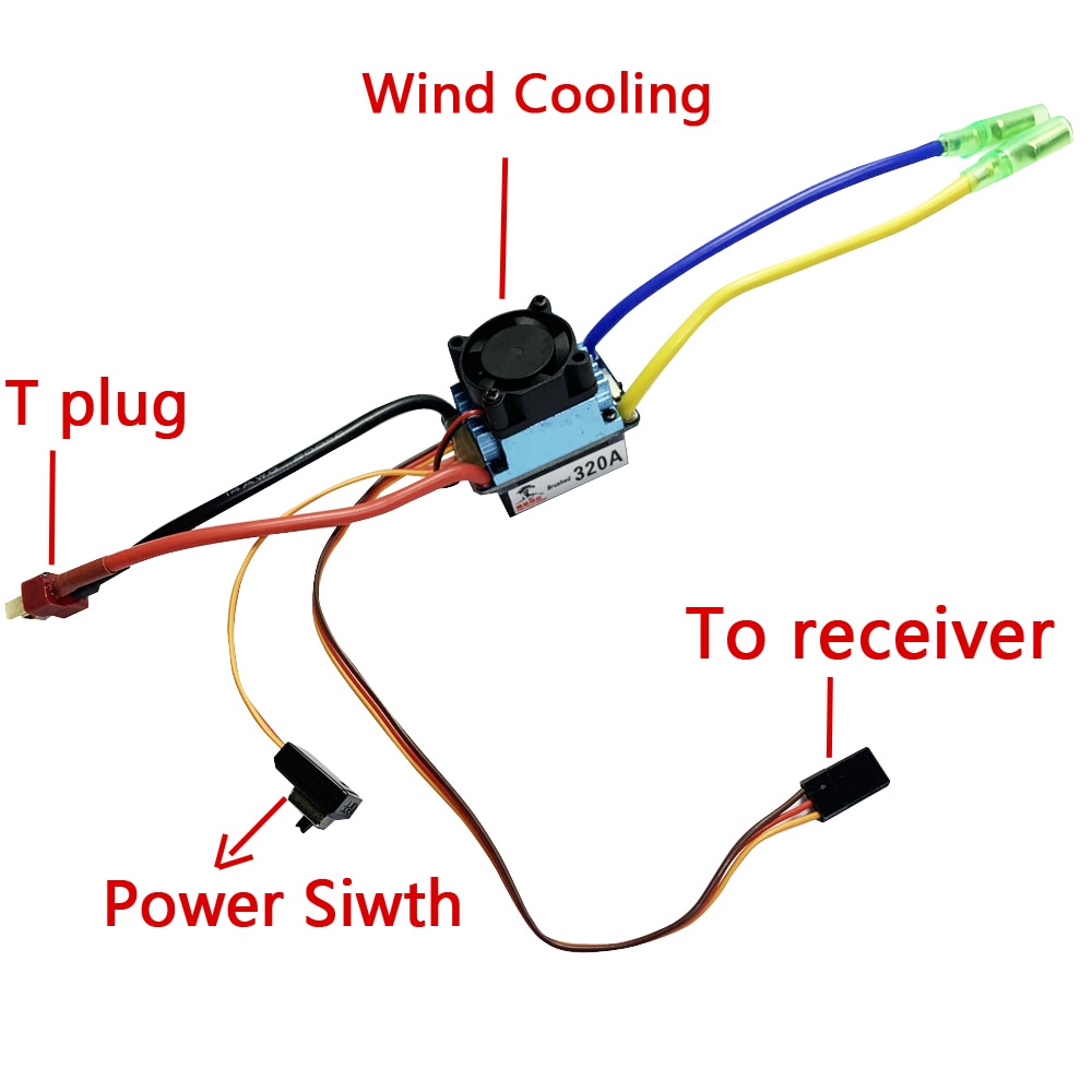 Svviss RC Boat 320A ESC 380/540/775 Brushed Motor Speed Controller Dual Mode Regulator Band Brake for 1:10 Car Bait Boat