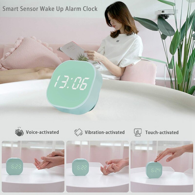 Digital Alarm Clock for Bedroom Multi-Functional LED Smart Sensor Alarm Clock for Kids, Dual Alarm, Battery Backup with Temperat