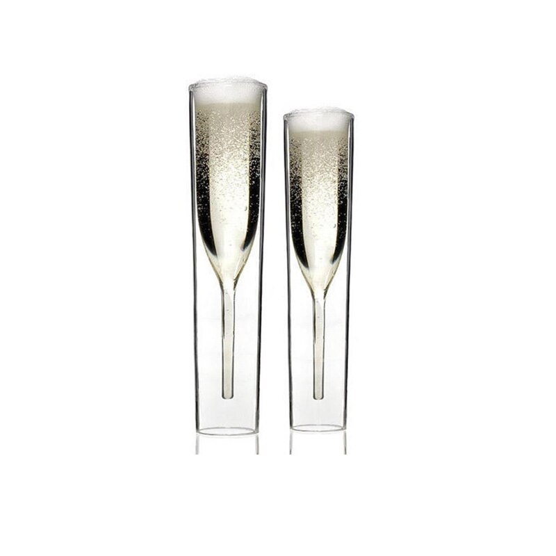 2 Stks/set Crystal Wedding Roosteren Champagne Fluiten Glazen Drink Cup Party Huwelijk Wijn Decoratie Cups Voor Partijen Geschenkdoos: 2pcs Straight