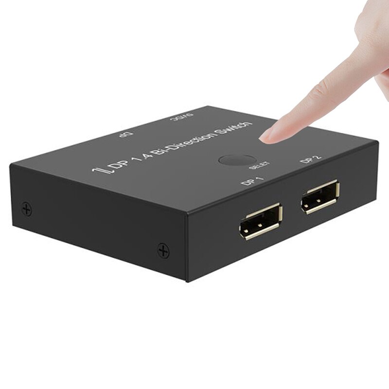 Displayport Switch 2 Poorten Bi-Directionele 1X2/2X1 DP1.4 Switcher Splittersupport 8K @ 30Hz,4K @ 120Hz Voor PS4 Xbox Hdtv