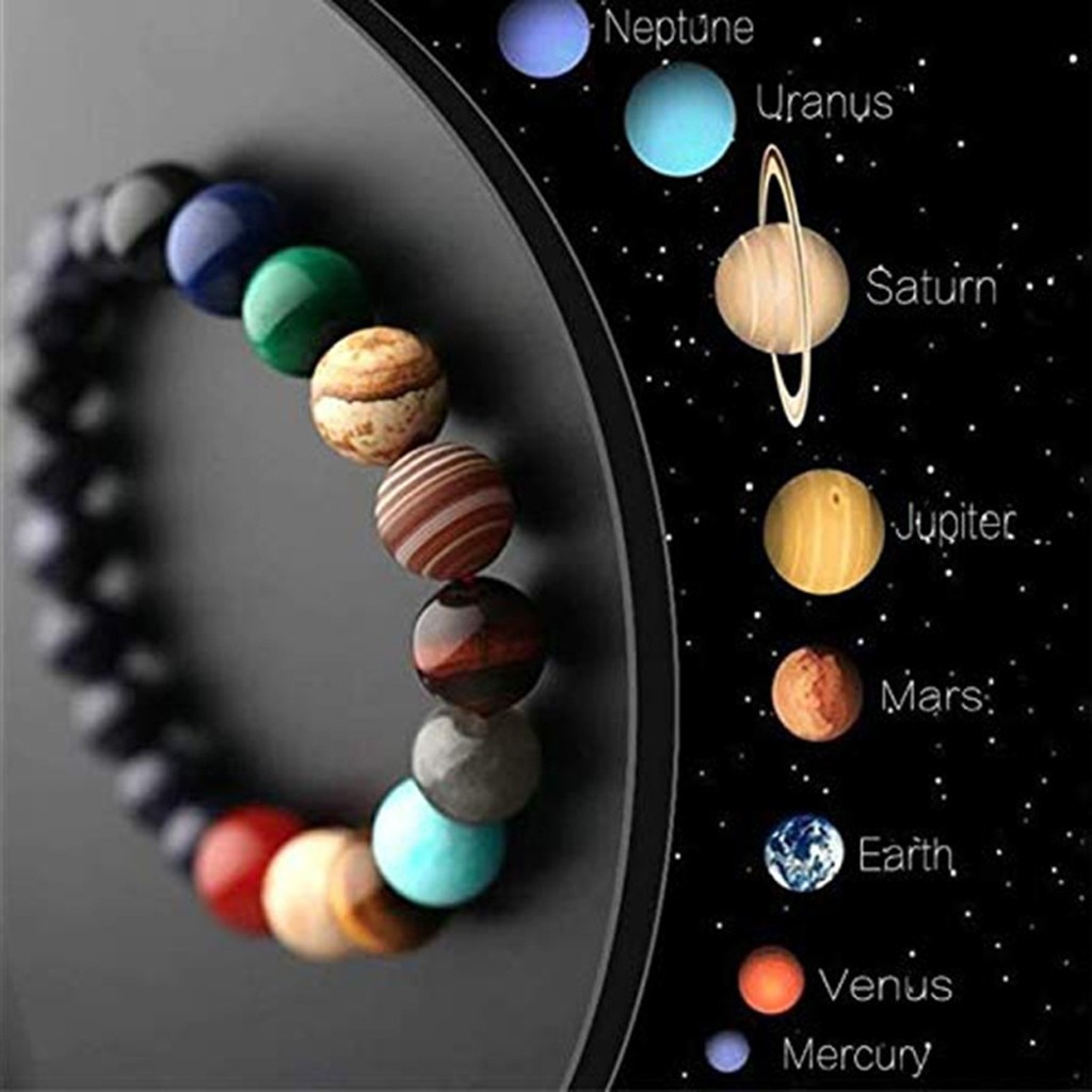 Unquie Zonnestelsel Acht Planet Thema Natuursteen Kralen Armband Voor Mannen Vrouwen Vriend Charm Strand Sieraden Natuurlijke