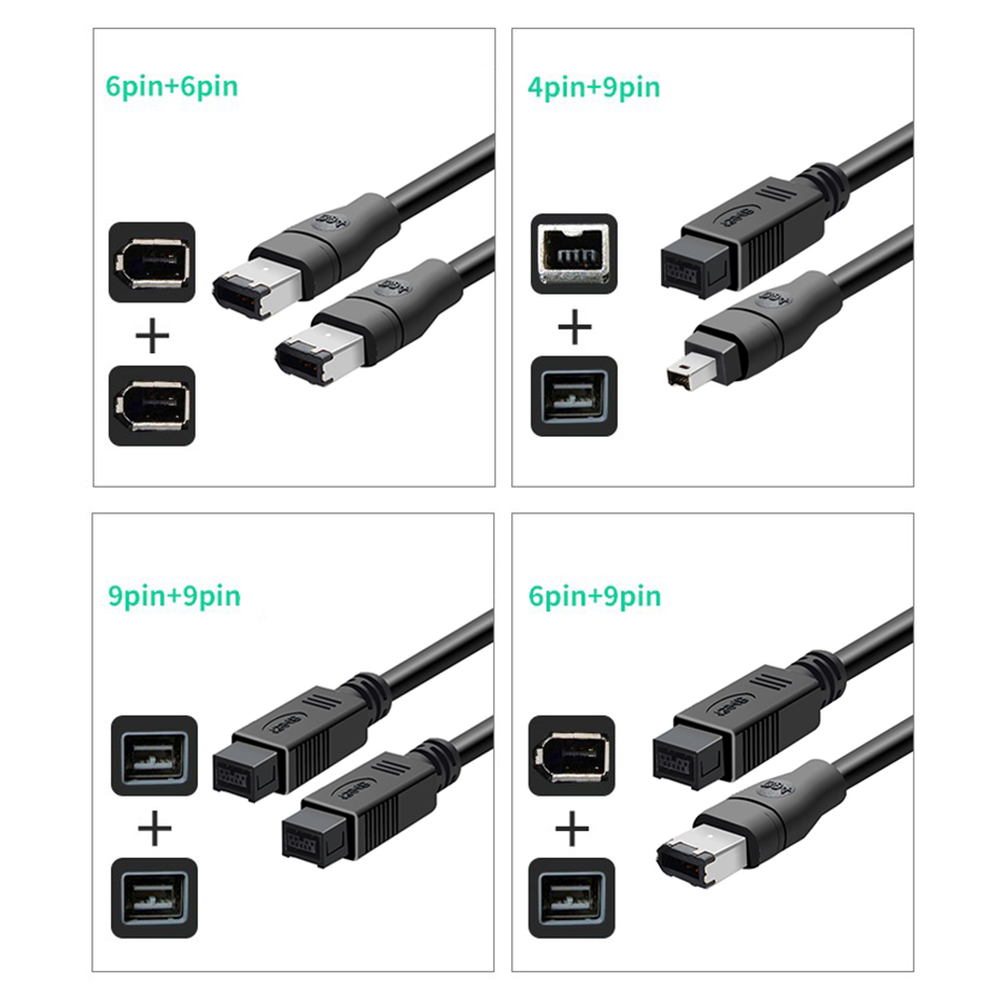 Firewire premium-kabel 800 ieee 1394b 9- bens  to 9- bens 9- bens  to 4- bens ieee 1394a 6- bens  to 6- bens han-til-han 1394 linjer til pc, dv, ilink