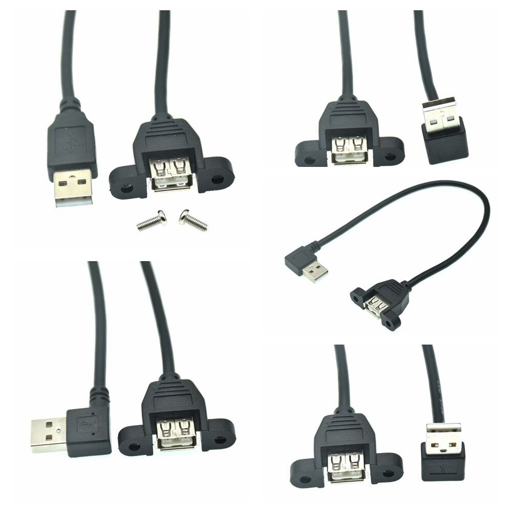 90 grad hoch & Nieder & Verknüpfungen & Rechts Abgewinkelt USB 2,0 A Stecker auf Buchse Verlängerung Kabel Mit Tafel montieren See 25cm 50cm
