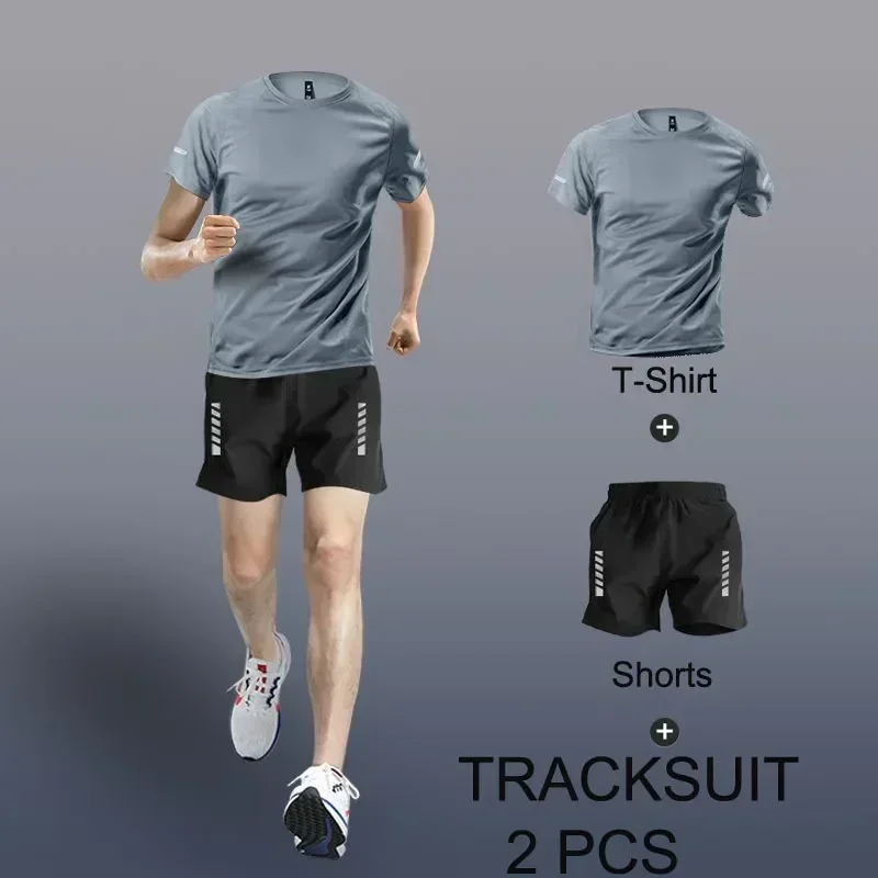 Ropa deportiva para hombre, conjuntos de 2-4 Uds., chándal, trajes deportivos para hombre, conjuntos deportivos de secado rápido para correr, corredores, entrenamiento, gimnasio, entrenamiento físico