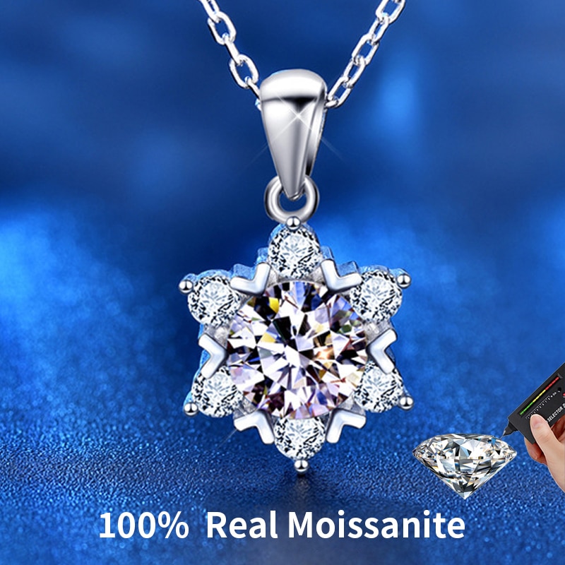 Moissanite Diamond Sterling Zilver 925 Sneeuw Hanger Kettingen Voor Vrouwen Wedding Zilveren Sieraden Met Certificering