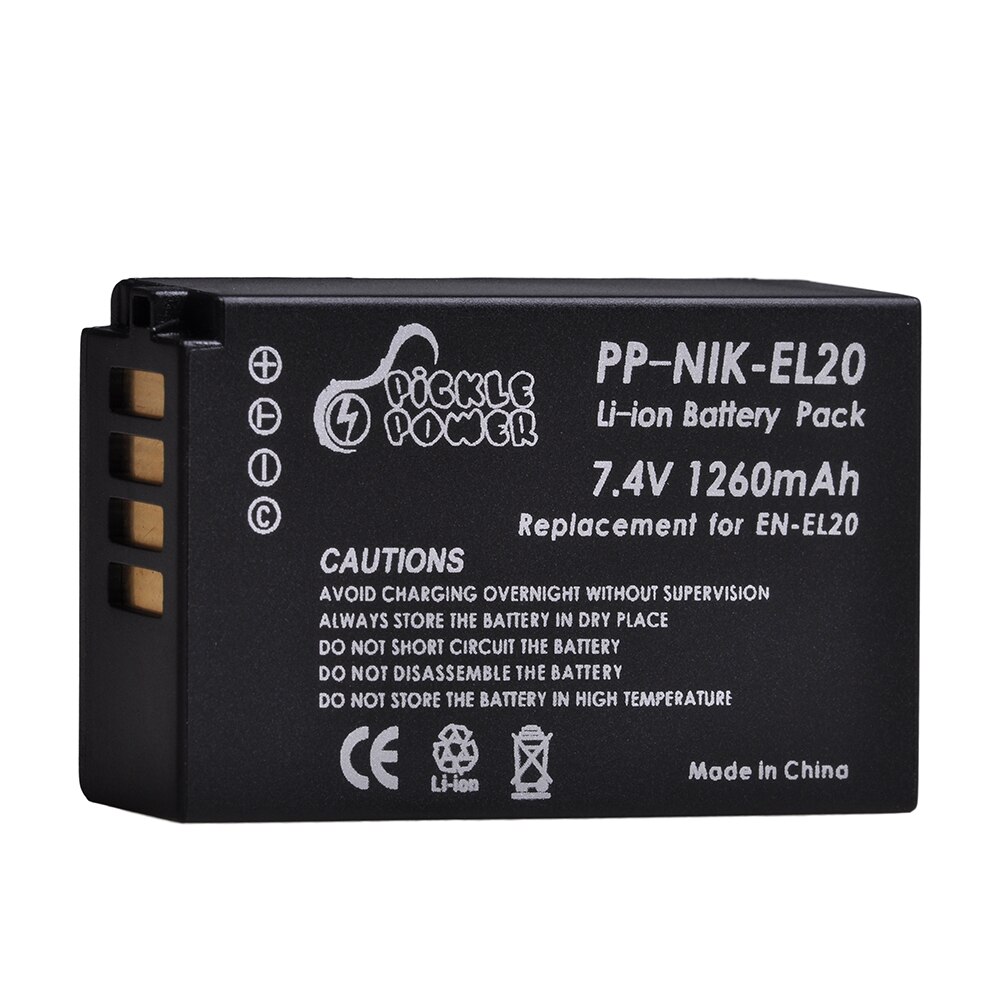 Da -el20 batteri 1260 mah en  el20 en el20a batterioplader til nikon coolpix  p1000 nikon 1 j1 j2 j3 nikon 1 s1 1 v3 nikon 1 aw1