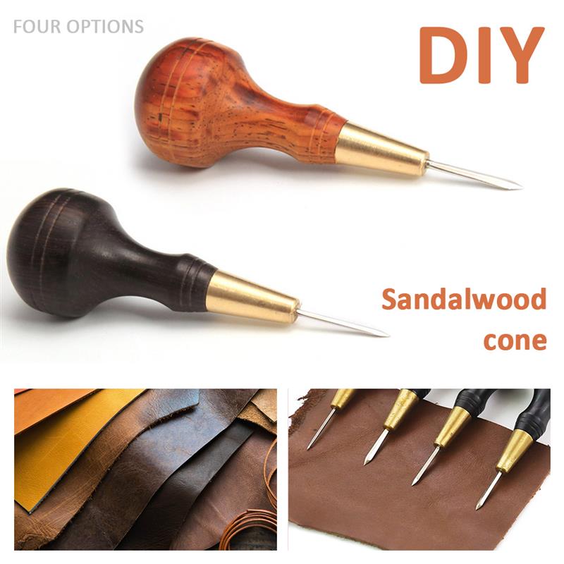 Diamond-shaped blade cutter sewing awl cutting leather wooden handle cutting leather craft sewing tool