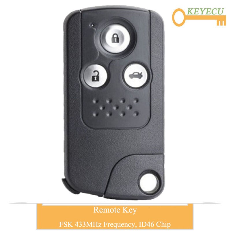 KEYECU Remote Control Car Key for Honda Civic , Replacement Fob 3 Buttons - FSK 433MHz - ID46 Chip