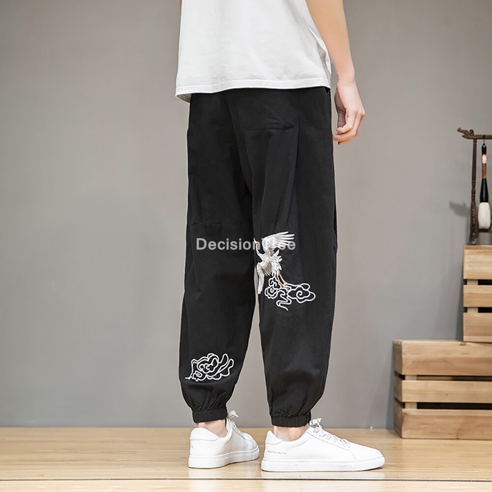 Chinese Stijl Katoen Linnen Broek Mannelijke Kung Fu Tai Wushu Broek Mannen Jogger Broek Streetwear Mannen Joggers Broek