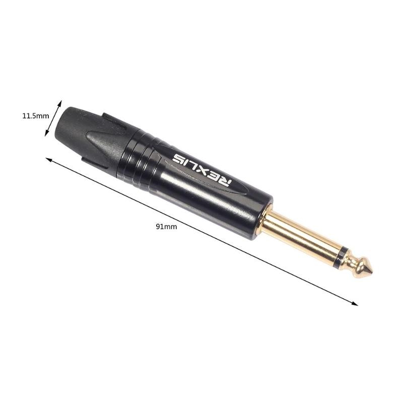 6.35mm Mono Jack Male Plug Connector DIY Soldering Plug for Microphone Support