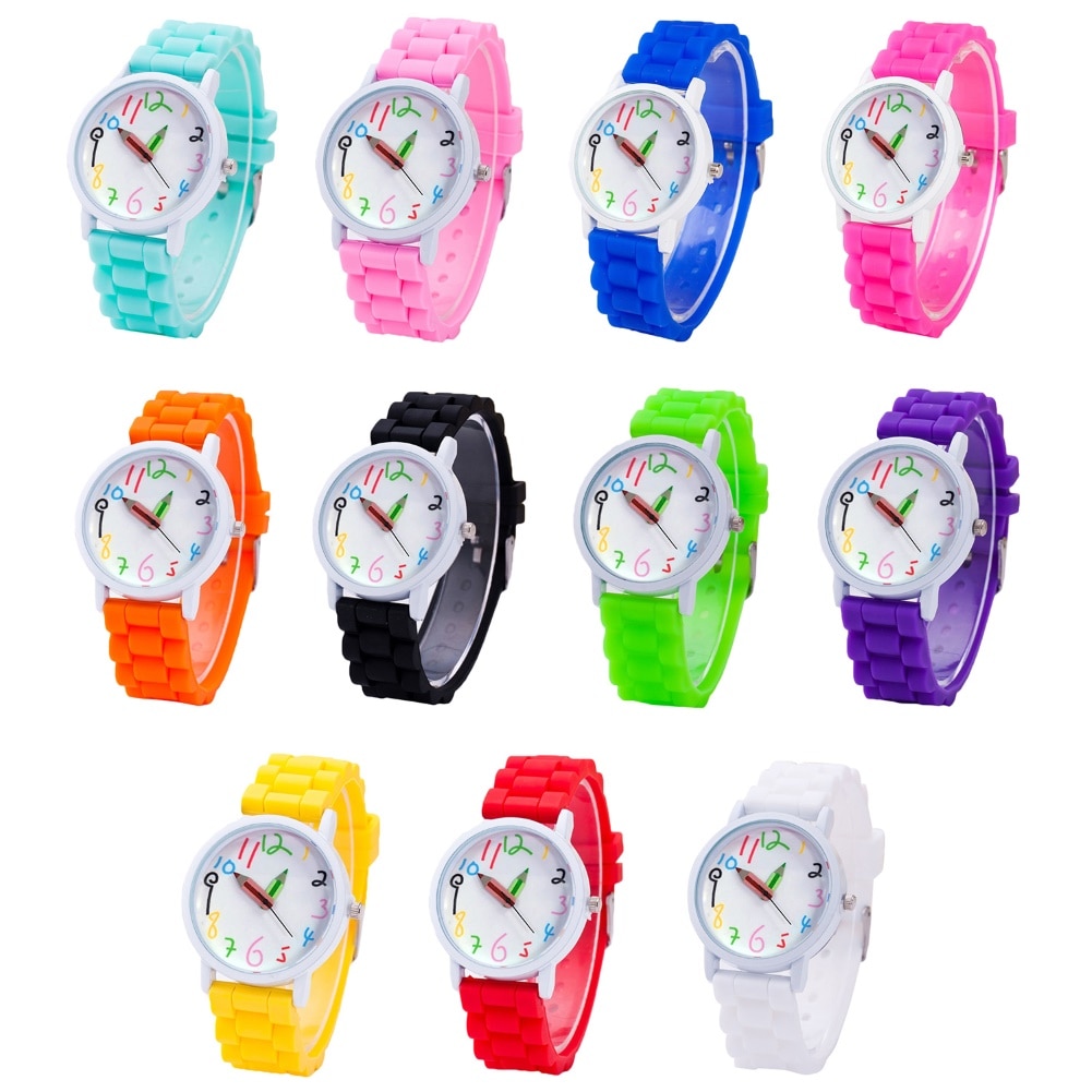 Kinderen Kids Arabische Cijfers Potlood Analoge Weergave Quartz Polshorloge Kids Kinderen Relogio Feminino Trendy Horloge