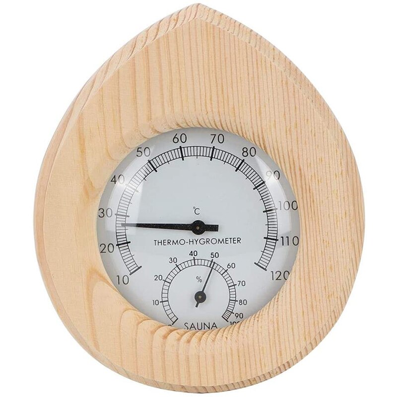 Sauna Accessories Spa Thermo Hygrometer Shaped Wood Thermometer Temperature Humidity Meter Sauna Steam Room Accessories: Default Title