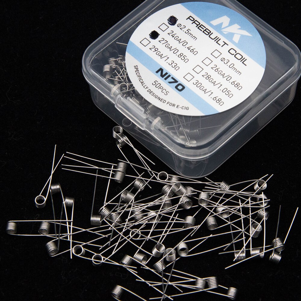 50 Pcs Gereinigd Coils Premade Nk A1 Ni80 Ni70 Awg 20 22 24 26 28 30 Voor Rda Rta rba Rebuilder Prebuilt Coils: Ni70 27G 0.85 ohm