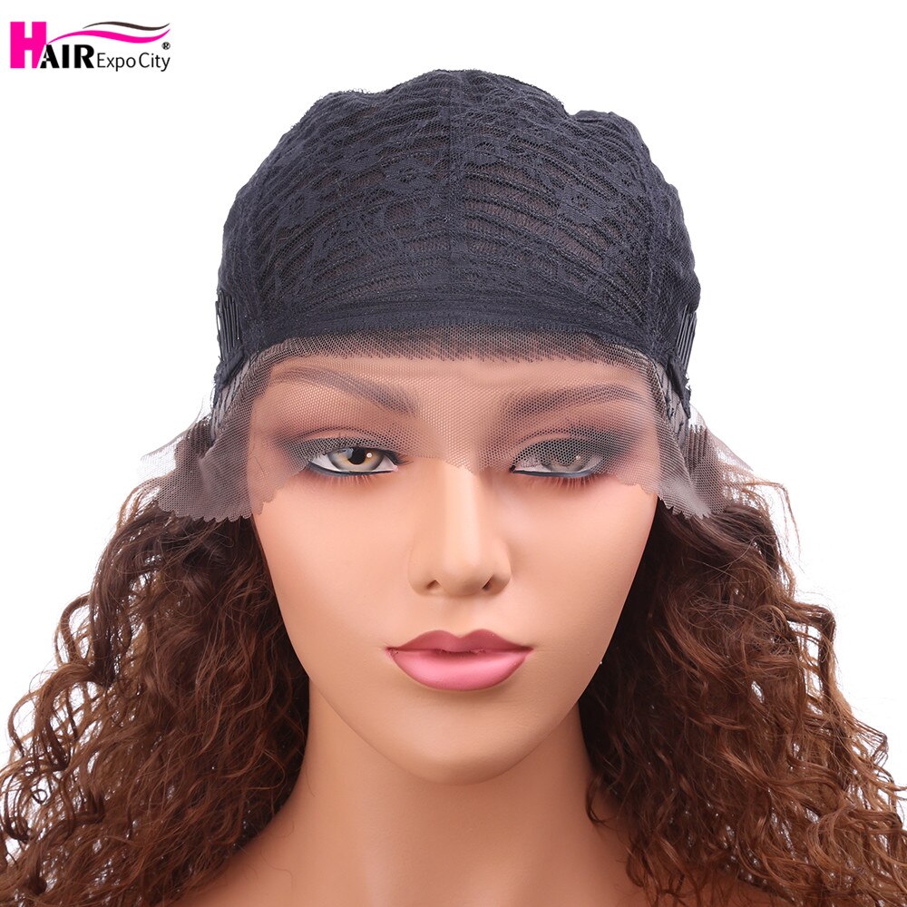 24 tommer lang kinky krøllet paryk afro fluffy hår syntetisk blonde front paryk til sorte kvinder varmebestandigt ombre brown hair expo city