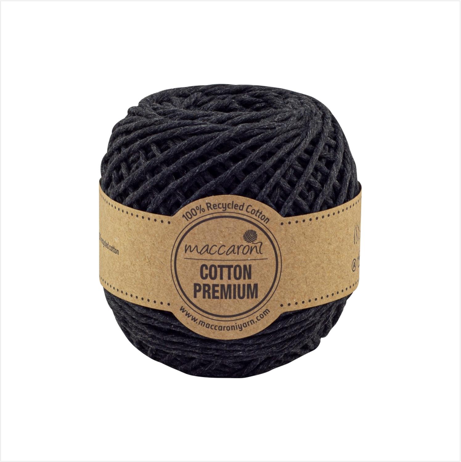 Macaroni bomuld premium macrame garn enkelt snoet 1 mm: Sort