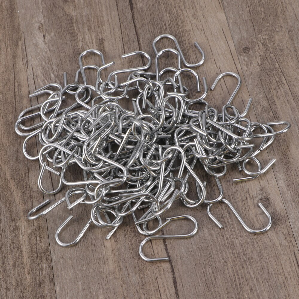 100 Pcs Heavy Duty Stainless Steel Shaped Hooks Kitchen Spoon Pan Pot Utensils Hangers Clasp Over The Door Closet Clothes Rack