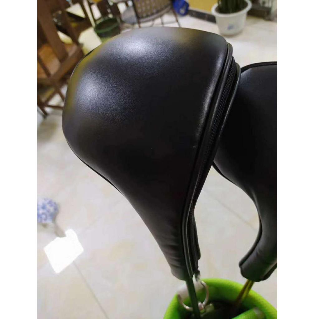 4-Pack Thick Leather Golf Iron Covers Set Golf Club Head Cover Golf Club Headcover Kit Fit Most Irons Black